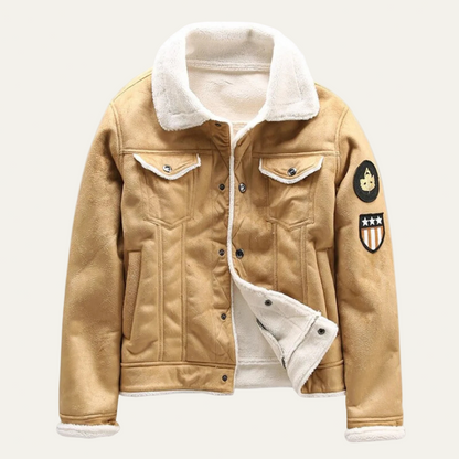 Men’s Shearling Lined Suede Trucker Jacket