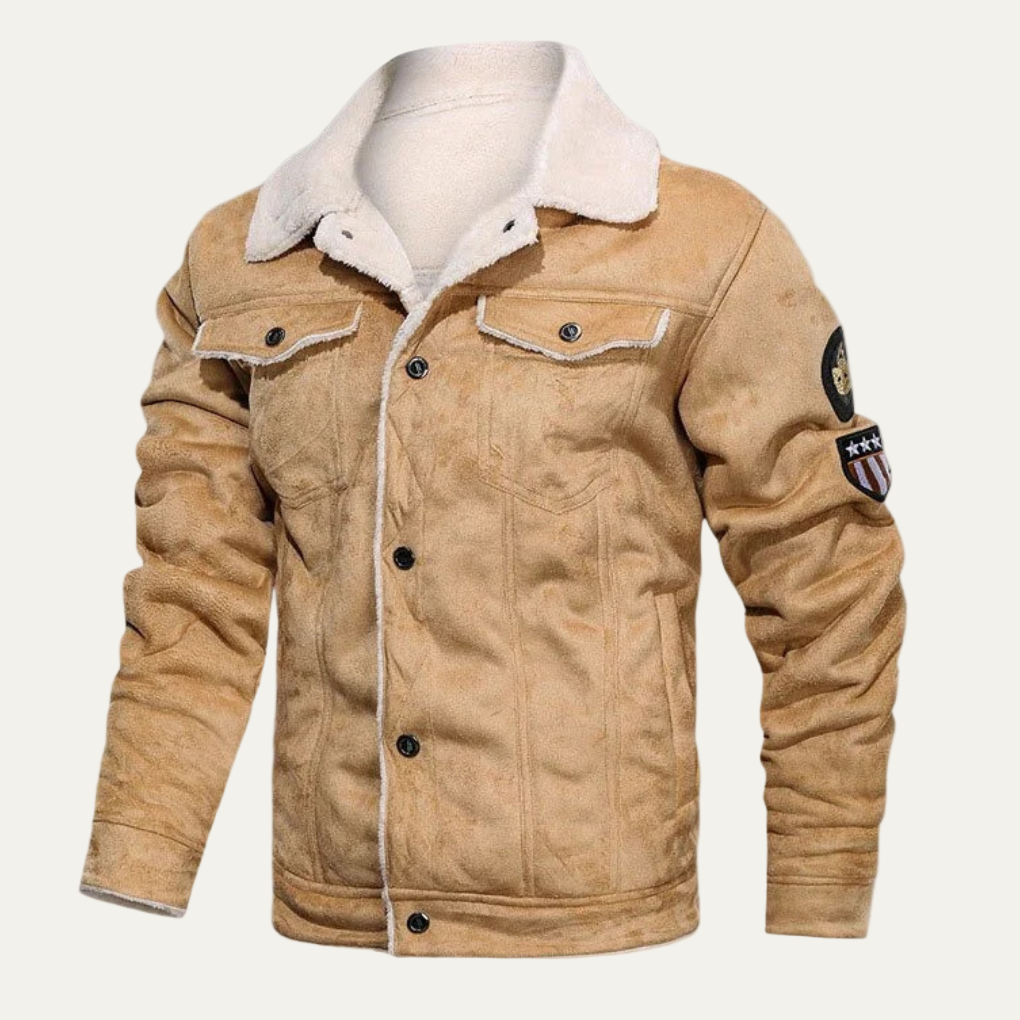 Men’s Shearling Lined Suede Trucker Jacket