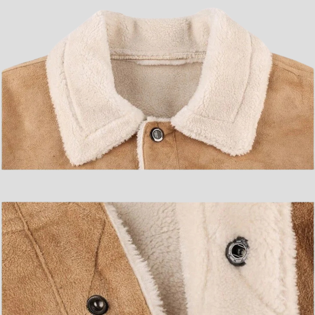 Men’s Shearling Lined Suede Trucker Jacket