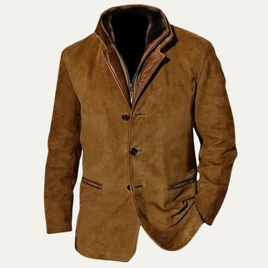 Men’s Suede Tailored Blazer with Contrast Collar
