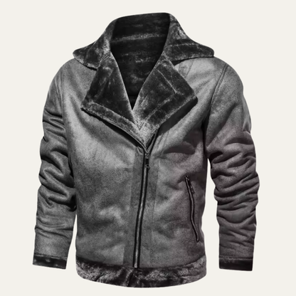Men’s Faux Suede Shearling Biker Jacket