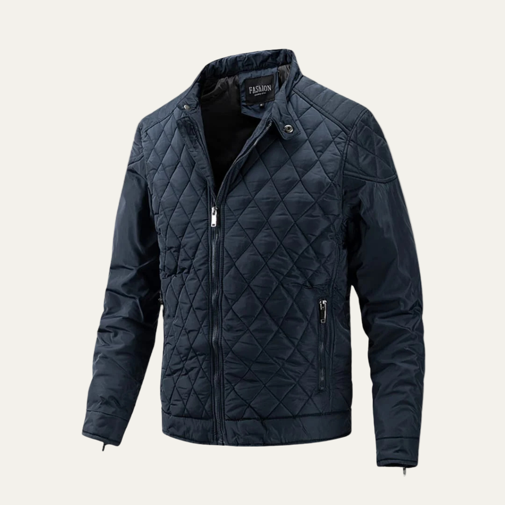 Men’s Insulated Diamond Quilted Stand Collar Jacket