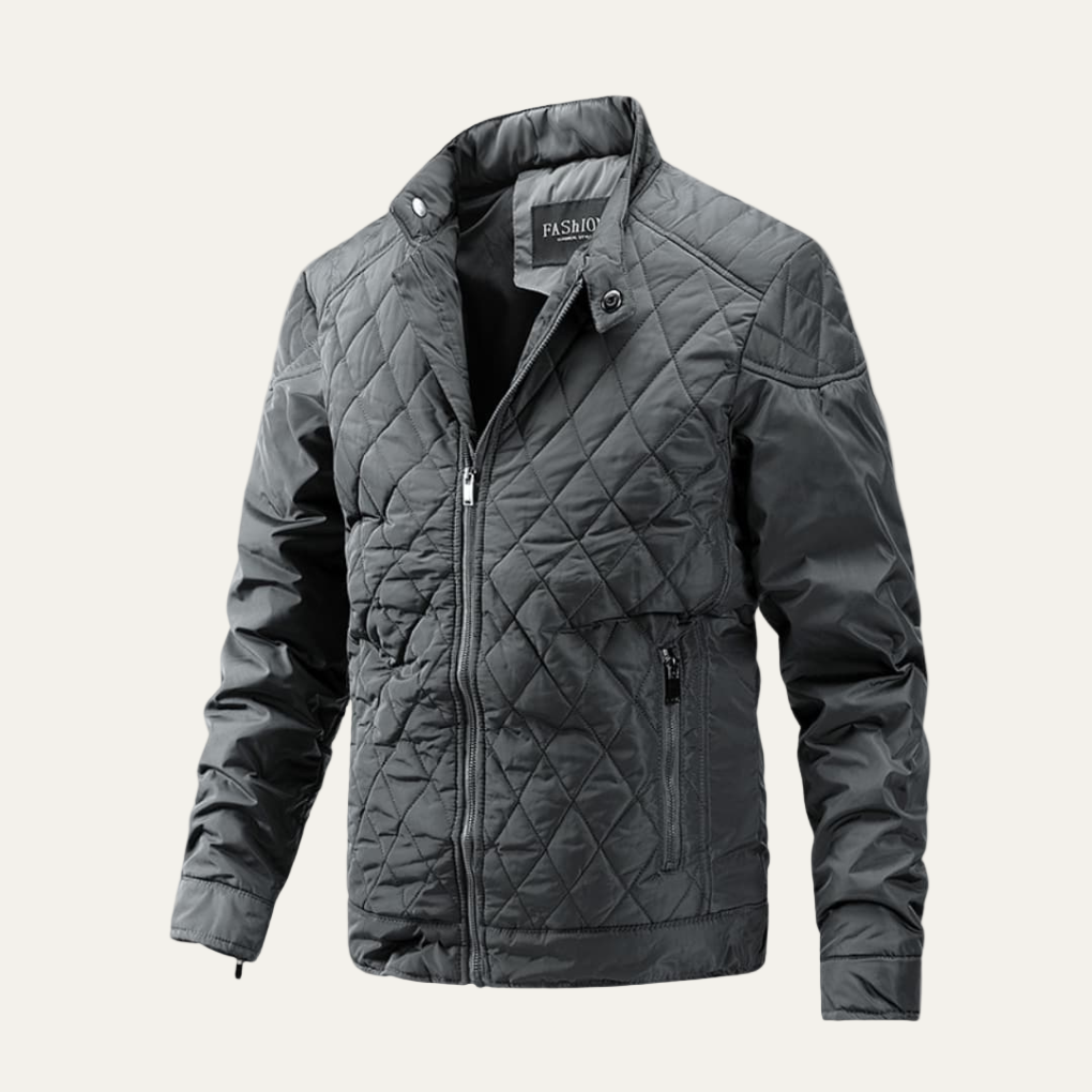 Men’s Insulated Diamond Quilted Stand Collar Jacket