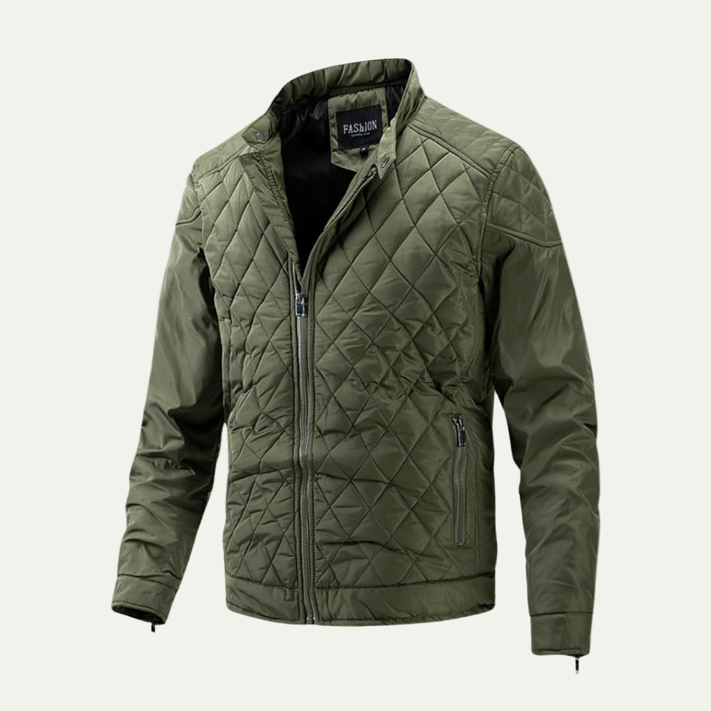 Men’s Insulated Diamond Quilted Stand Collar Jacket