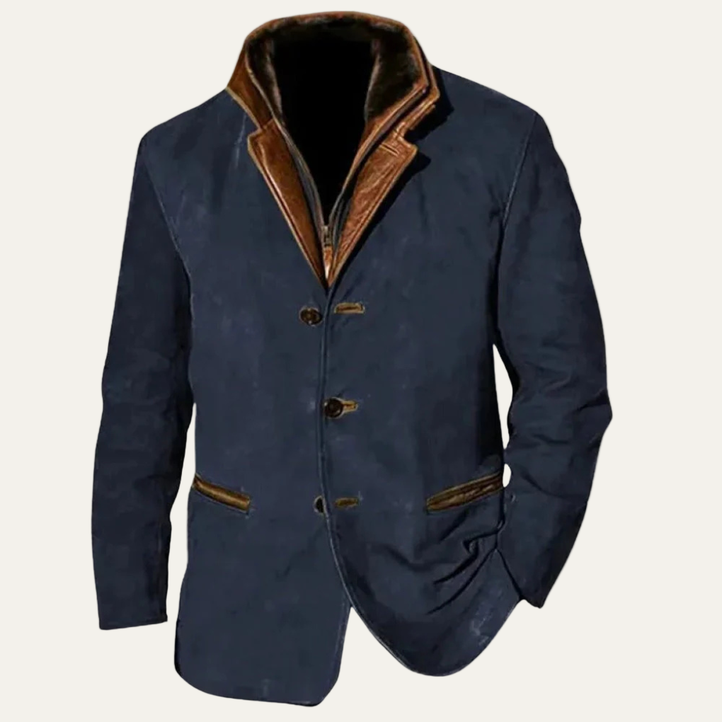 Men’s Suede Tailored Blazer with Contrast Collar