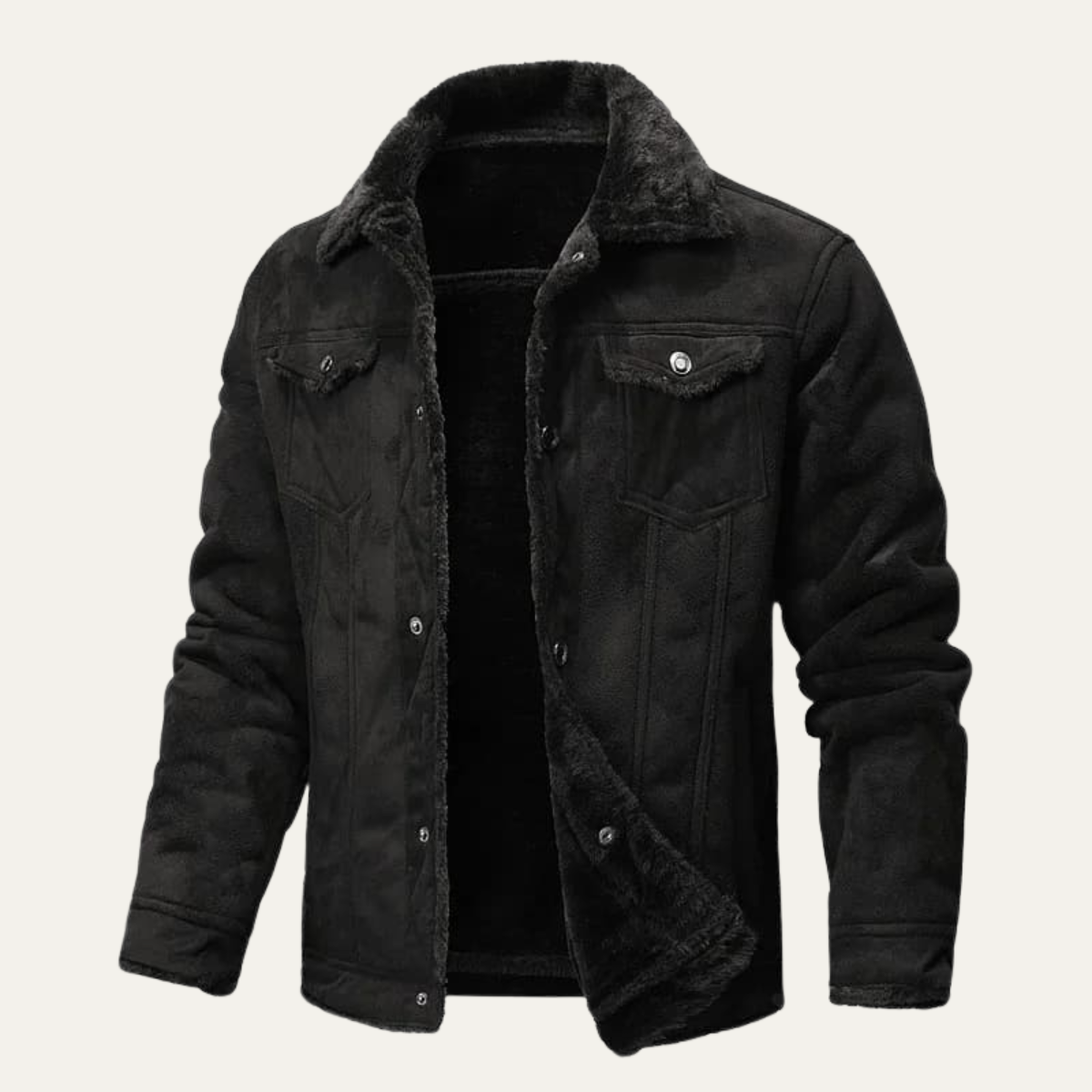 Men’s Faux Suede Shearling Lined Trucker Jacket