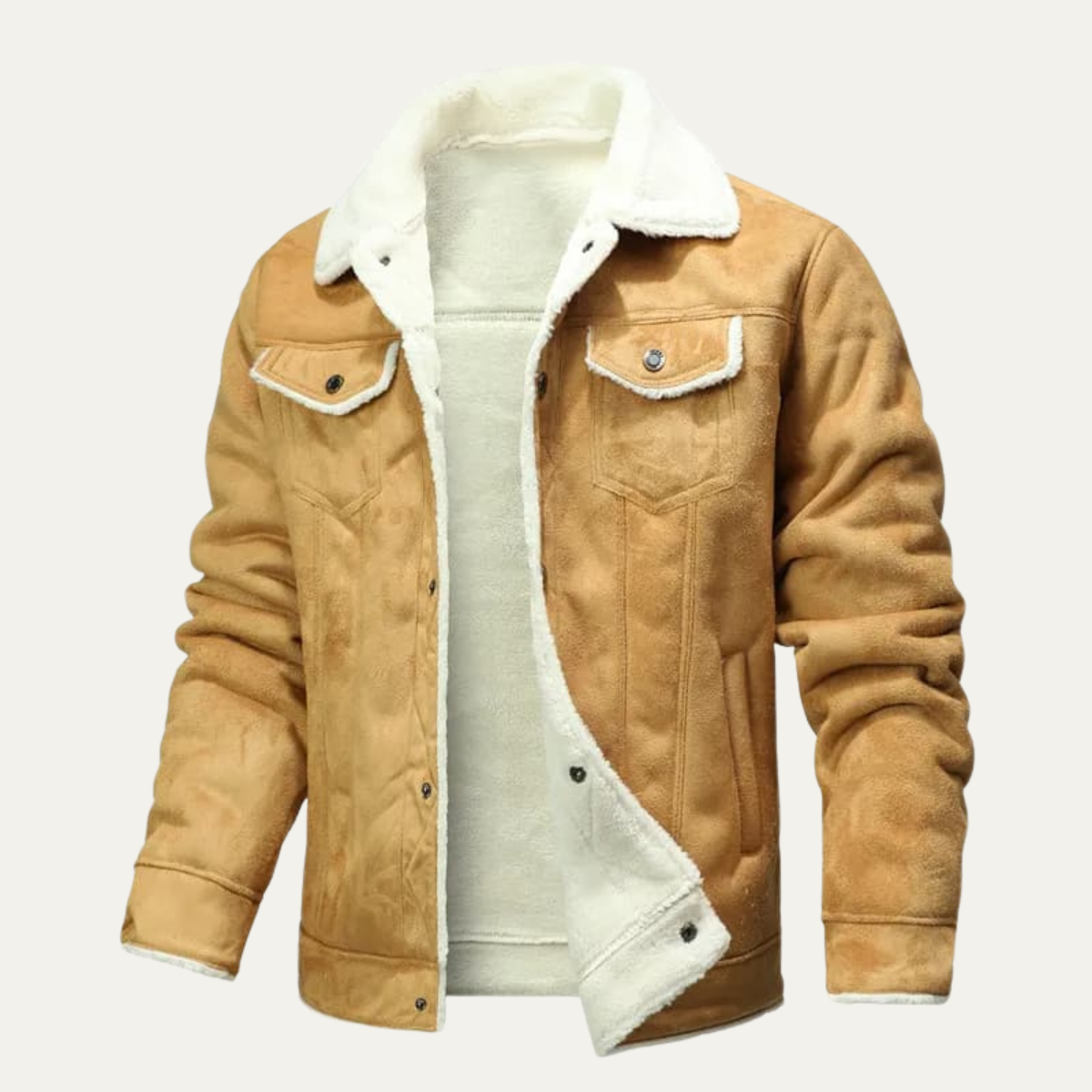 Men’s Faux Suede Shearling Lined Trucker Jacket