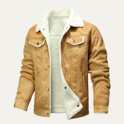 Men’s Faux Suede Shearling Lined Trucker Jacket