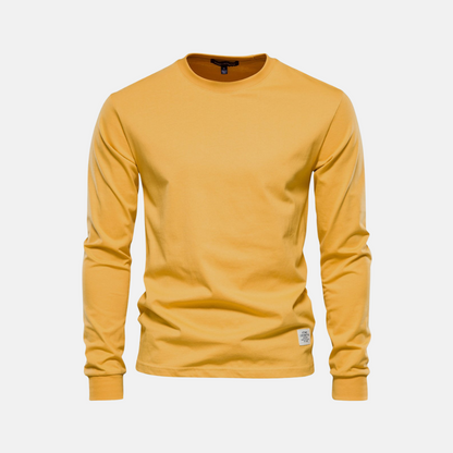 Men's Long Sleeve Cotton T-Shirt – Casual Autumn Crew Neck Top