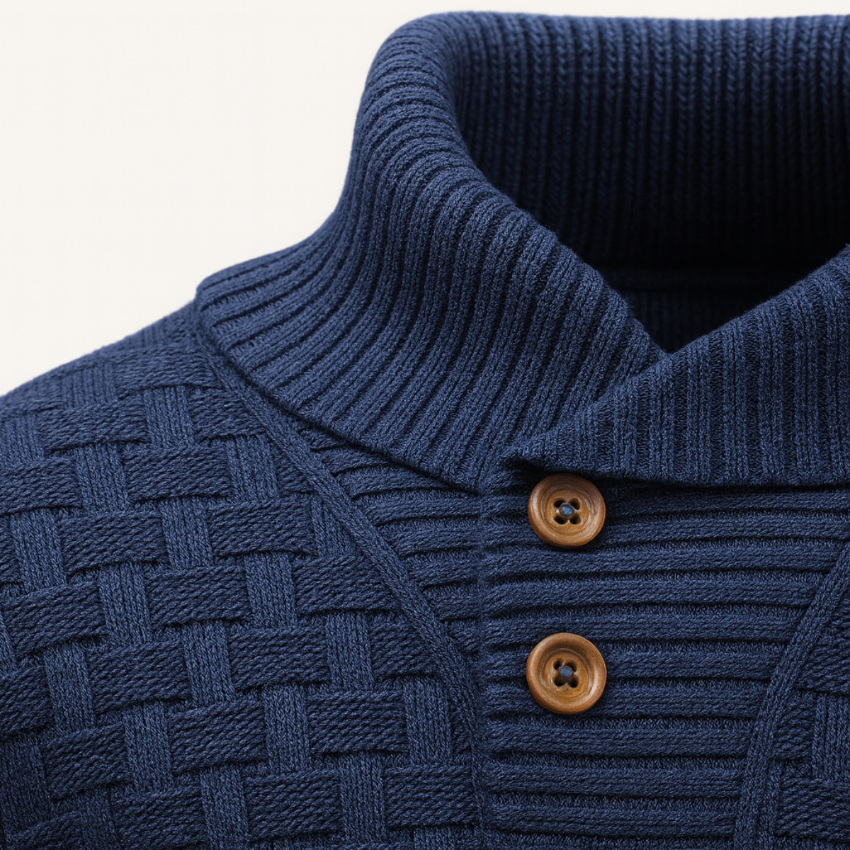Men’s Textured Basketweave Shawl Collar Knit Sweater