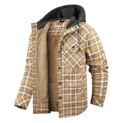 Men’s Hooded Plaid Fleece Lined Shacket