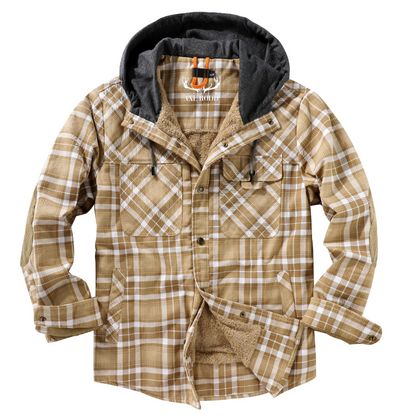 Men’s Hooded Plaid Fleece Lined Shacket