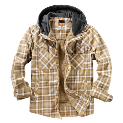 Men’s Hooded Plaid Fleece Lined Shacket