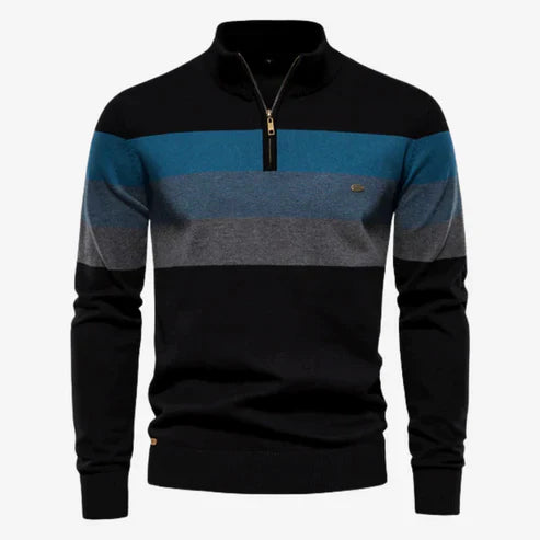 Classic Stripe Winter Quarter Zip Sweater