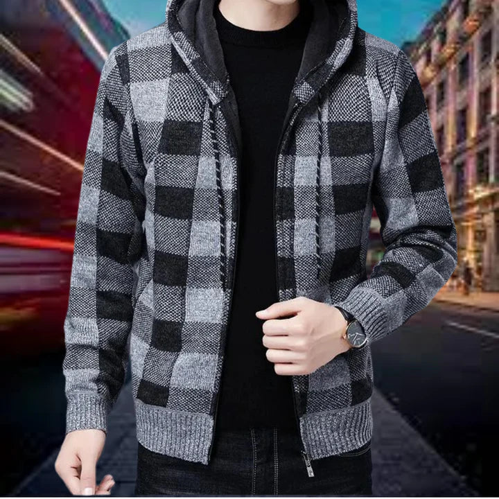 Men's Ubaldo Checked Hooded Cardigan - Premium Quality