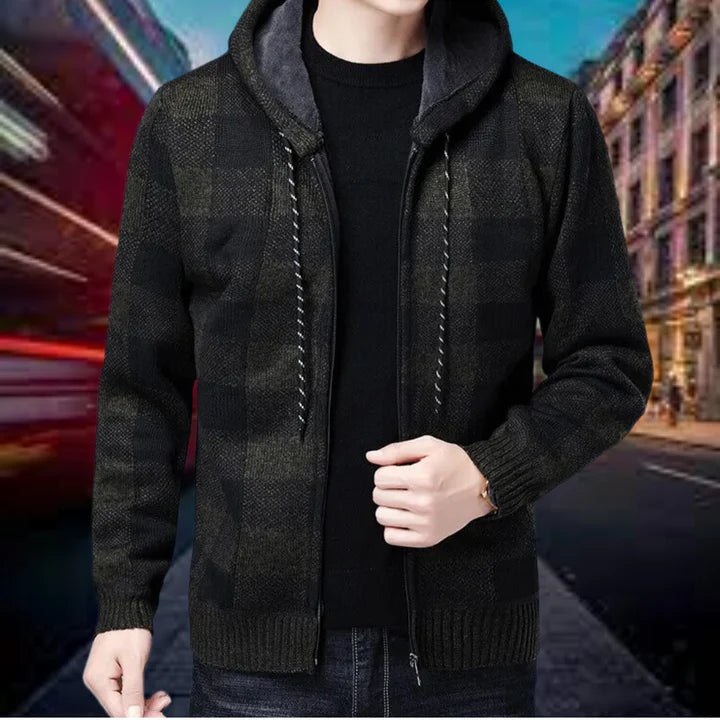 Men's Ubaldo Checked Hooded Cardigan - Premium Quality