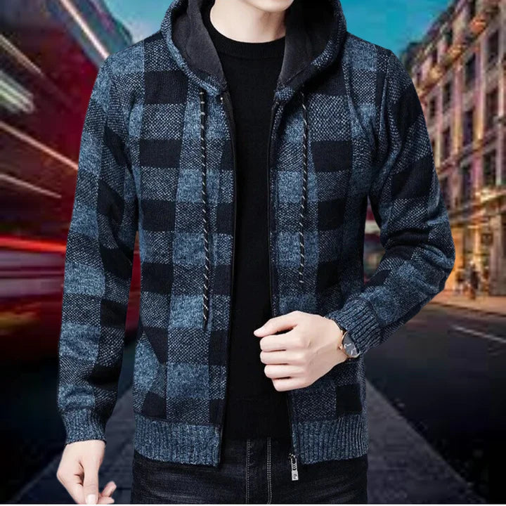 Men's Ubaldo Checked Hooded Cardigan - Premium Quality