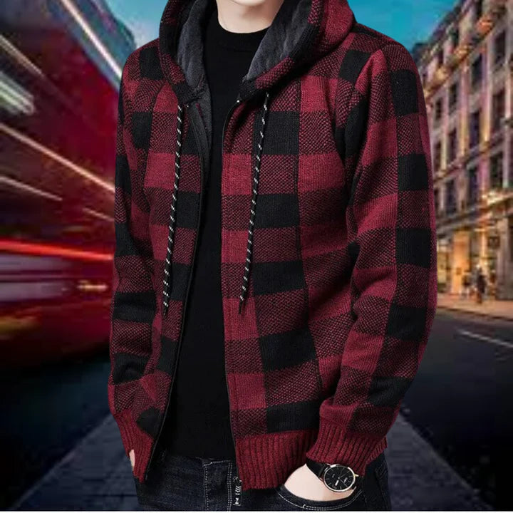 Men's Ubaldo Checked Hooded Cardigan - Premium Quality