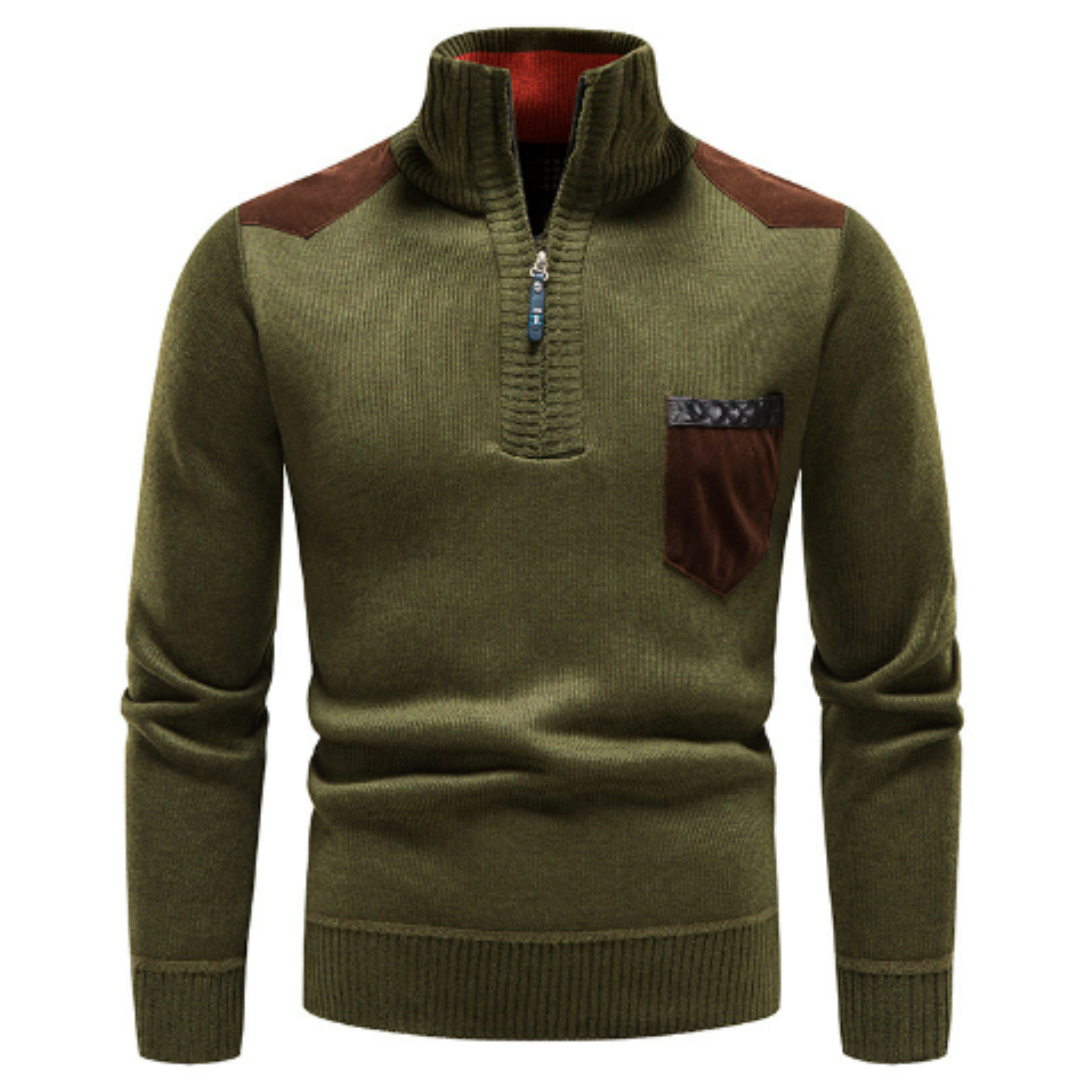 Men’s Quarter Zip Stand Collar Sweater
