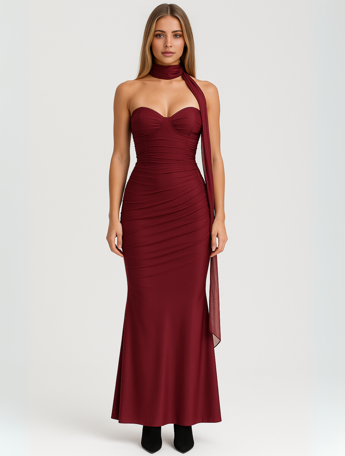 Sleek Off The Shoulder Choker Dress