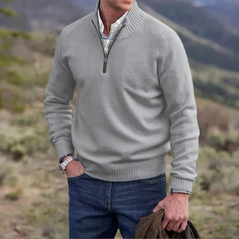 Classic Men's Quarter Zip Pullover Sweater - BritishElegance