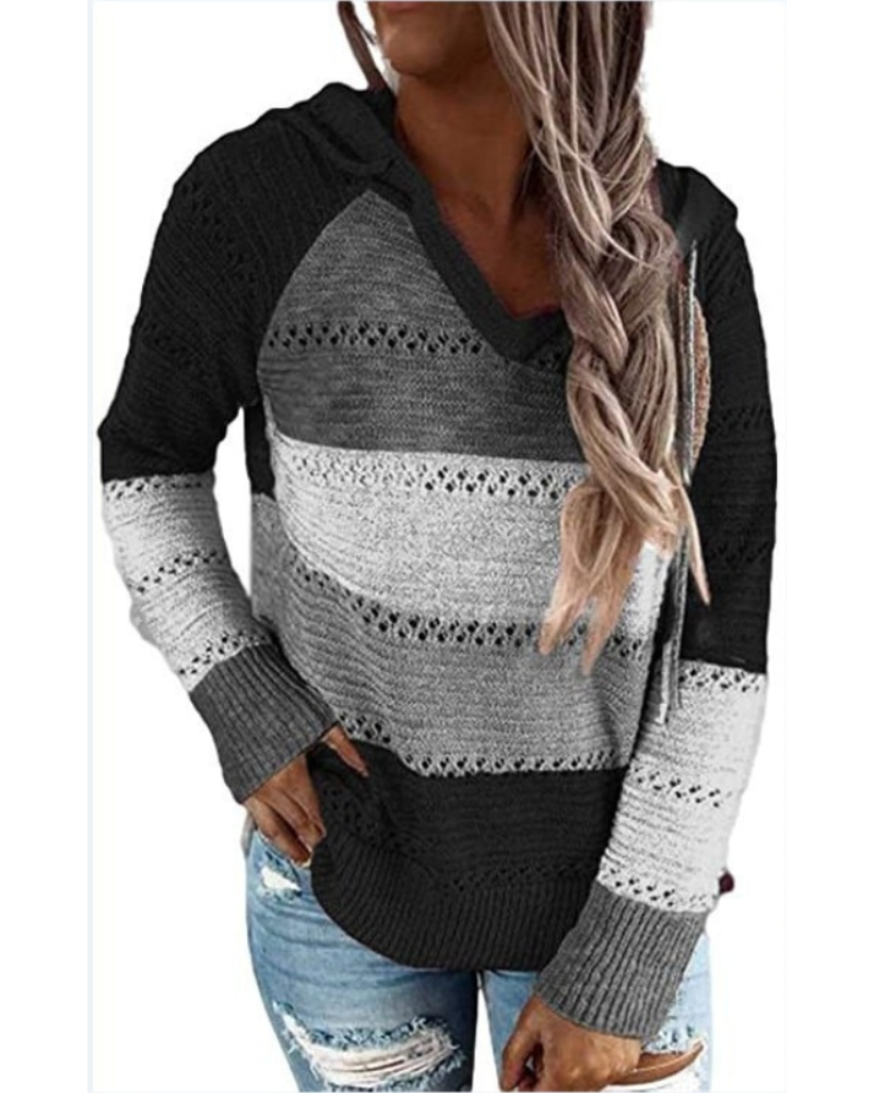 Cozy Women's Winter Knit Hooded Sweater - BritishElegance