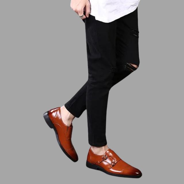 Classic Brown Leather Slip On Shoes for Men - BritishElegance