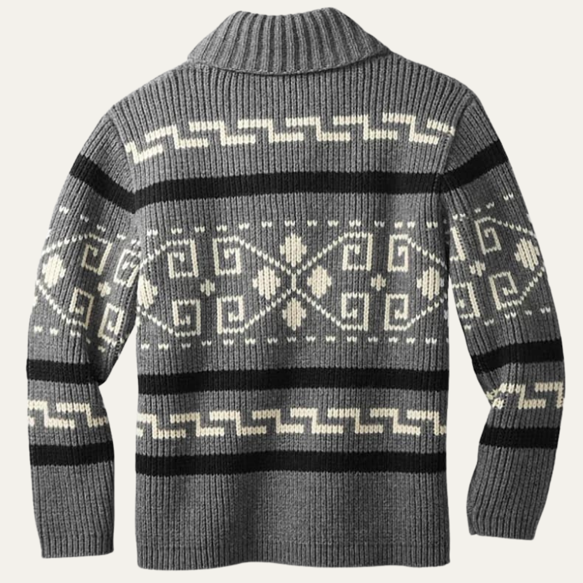 Men’s Southwestern Pattern Shawl Collar Zip Cardigan