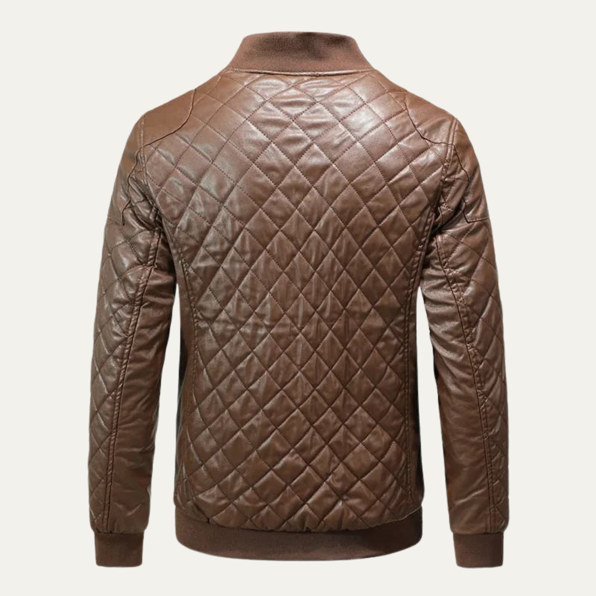 Men’s Winter Quilted Faux Leather Bomber Jacket