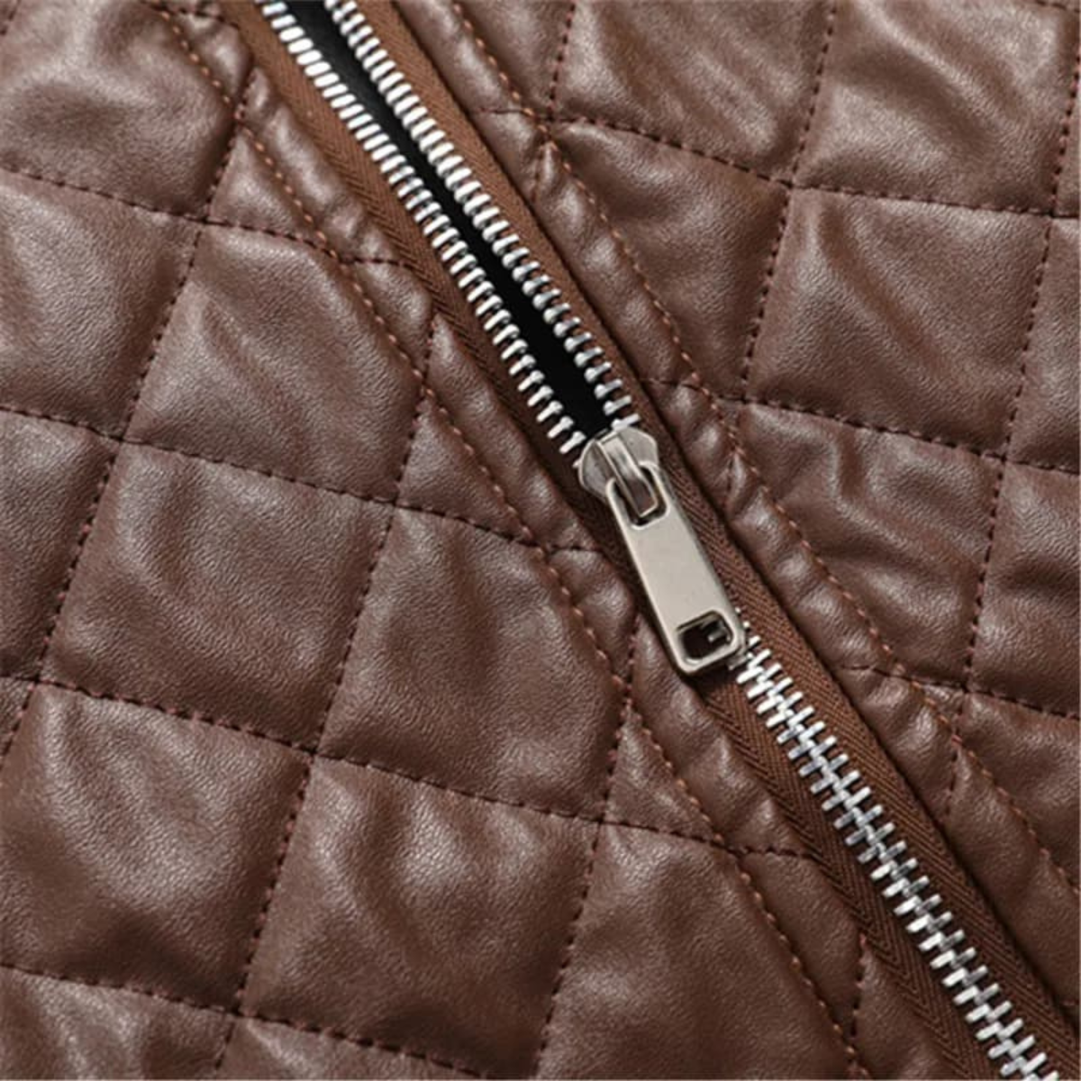 Men’s Winter Quilted Faux Leather Bomber Jacket