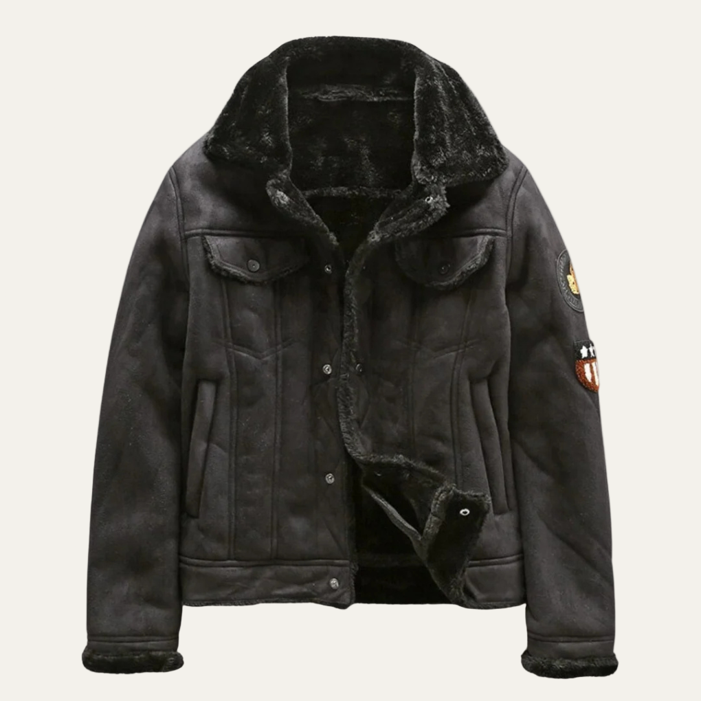 Men’s Shearling Lined Suede Trucker Jacket