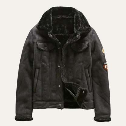 Men’s Shearling Lined Suede Trucker Jacket