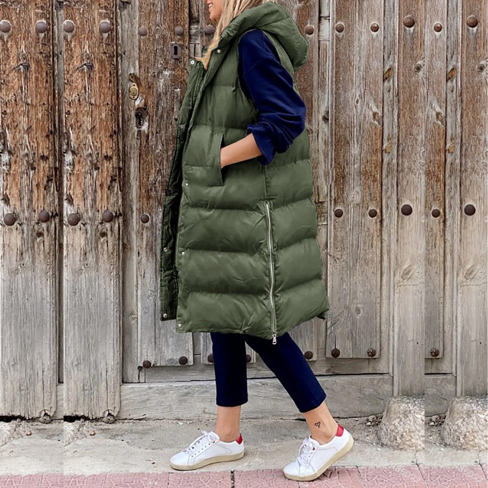 Warm Women's Hooded Puffer Down Vest - BritishElegance