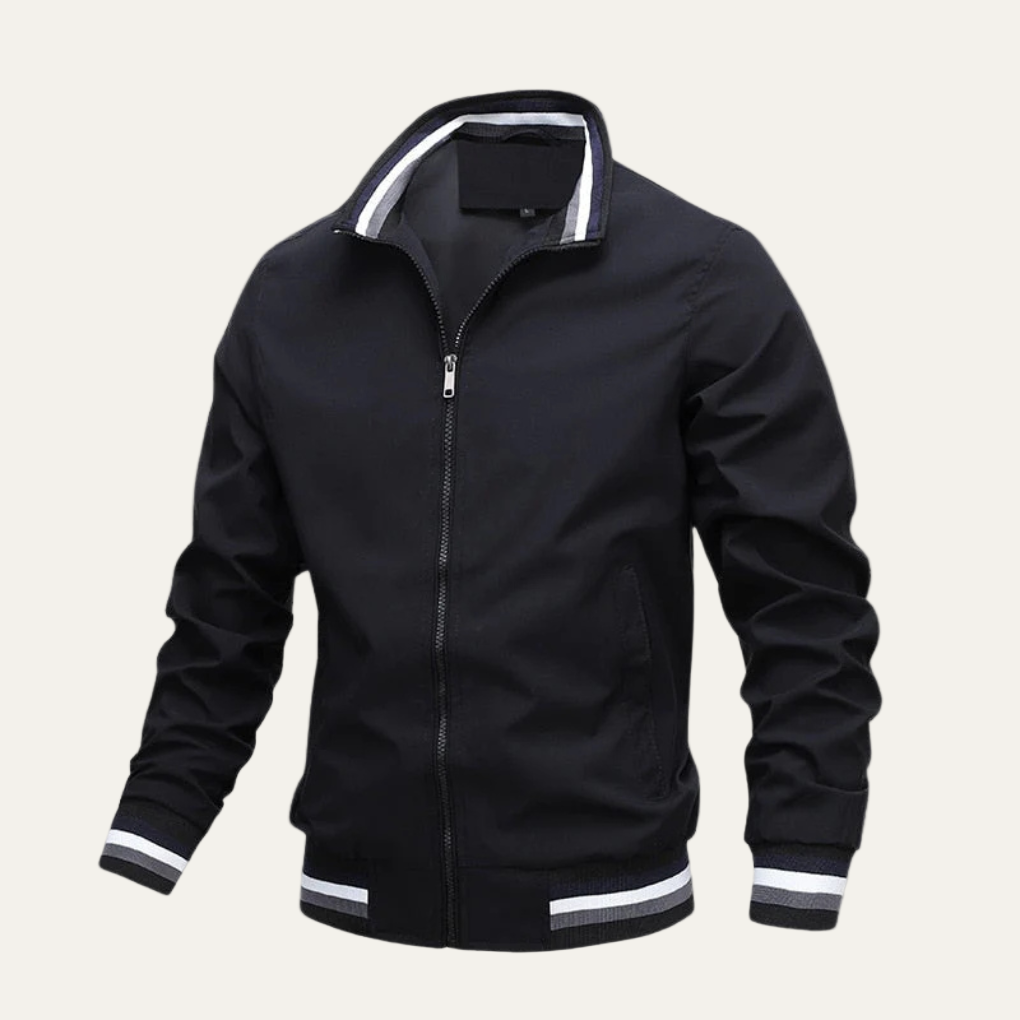 Men’s Sporty Ribbed Trim Bomber Jacket