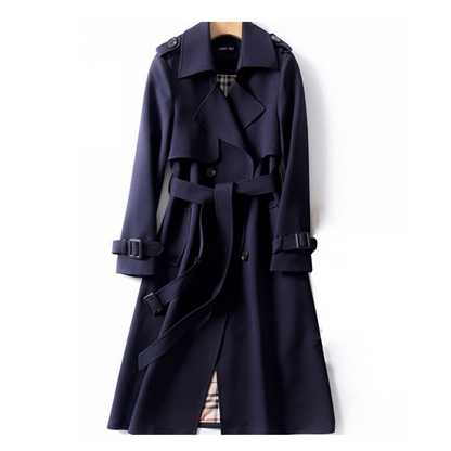 Elegant Long Trench Coat With Belt - Must-have For Autumn And Spring