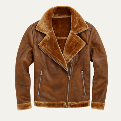Men’s Faux Suede Shearling Biker Jacket