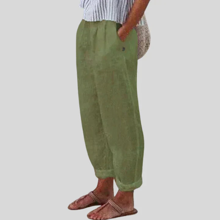 Men's Beige Linen Trousers - Lukas
