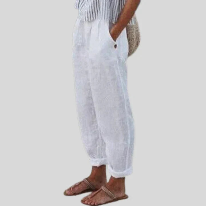 Men's Beige Linen Trousers - Lukas