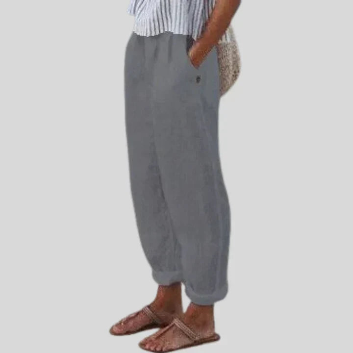 Men's Beige Linen Trousers - Lukas