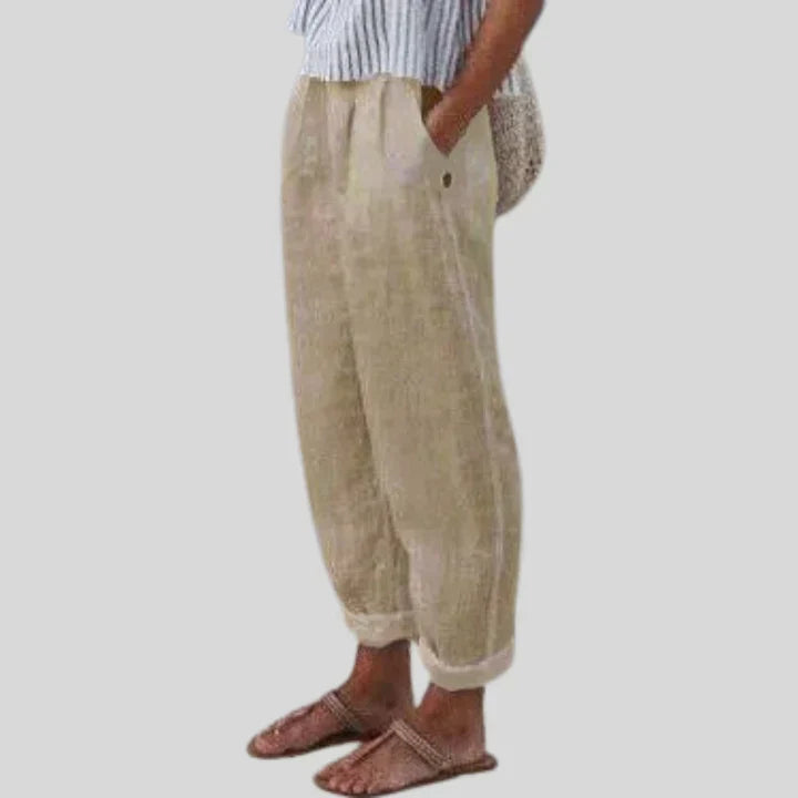 Men's Beige Linen Trousers - Lukas