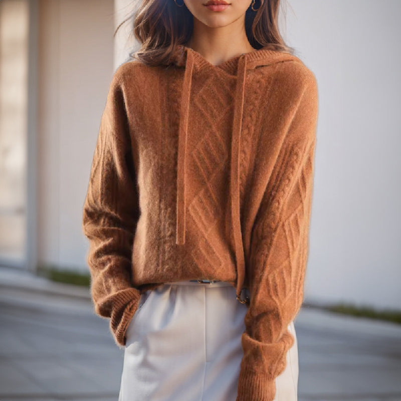 Cozy Women's Knit Hoodie Sweater - BritishElegance