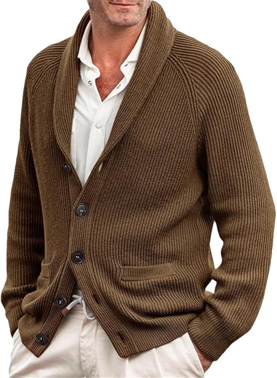 Men’s Chunky Knitted Collar Cardigan