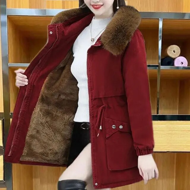Warm Waterproof Women's Parka with Faux Fur Trim