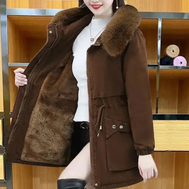 Warm Waterproof Women's Parka with Faux Fur Trim