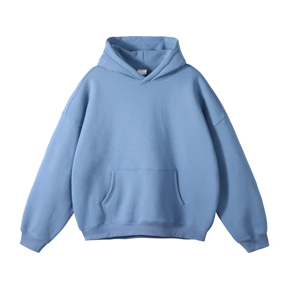 Cozy Large Hooded Sweatshirt - Soft Sky Blue Cotton - BritishElegance