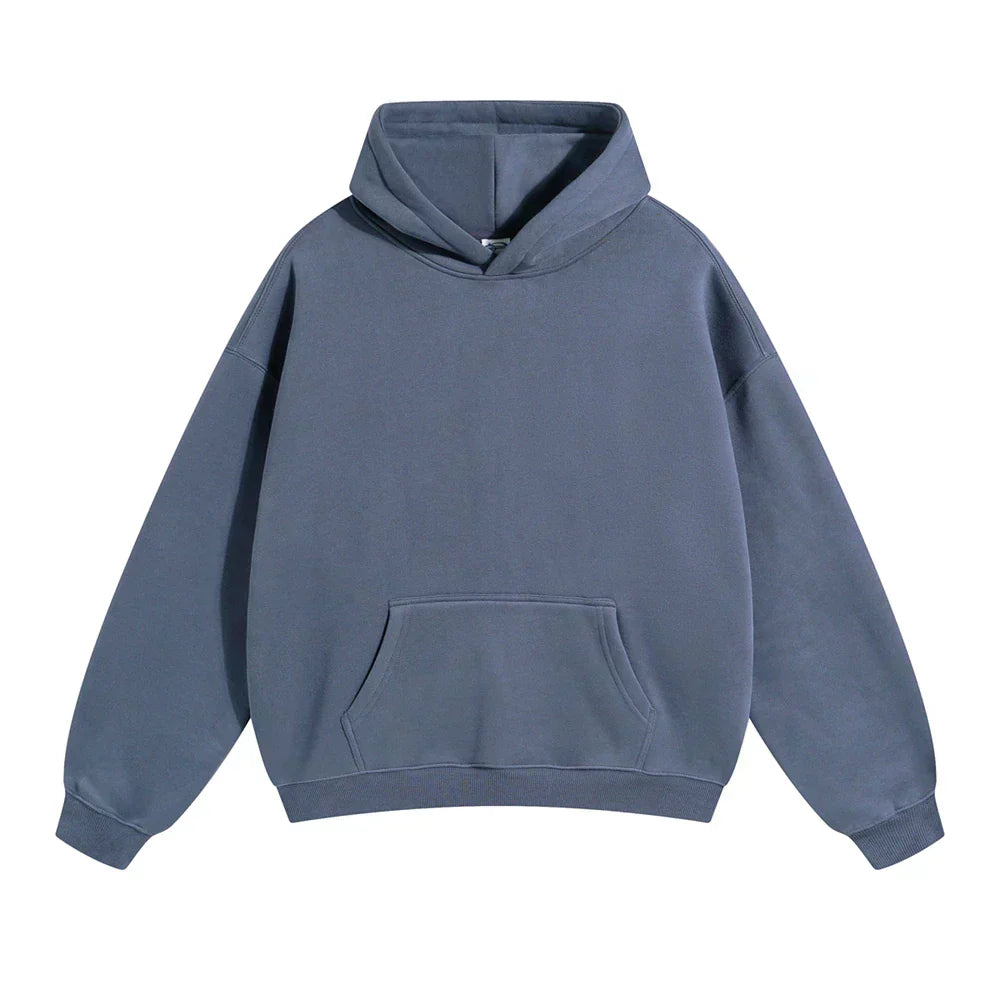Cozy Large Hooded Sweatshirt - Soft Sky Blue Cotton