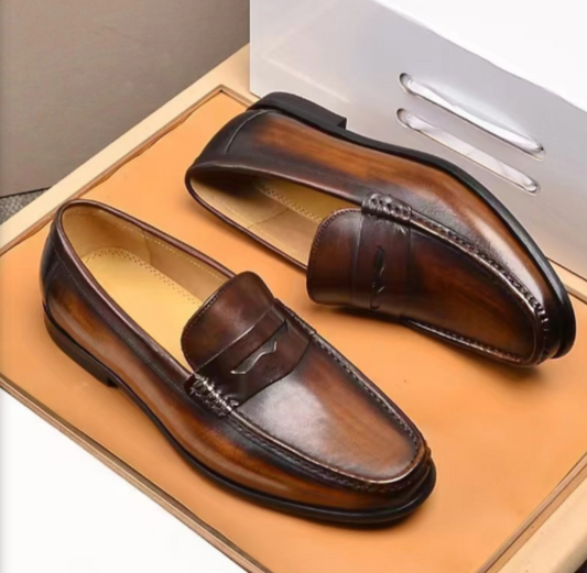 Vintage Faux Leather Loafers – Formal Slip-On Moccasins - Vegan