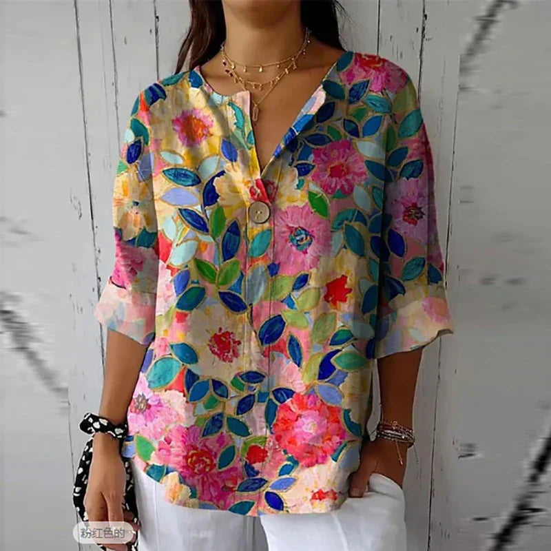 Bohemian Linen Cotton Blouse - BritishElegance