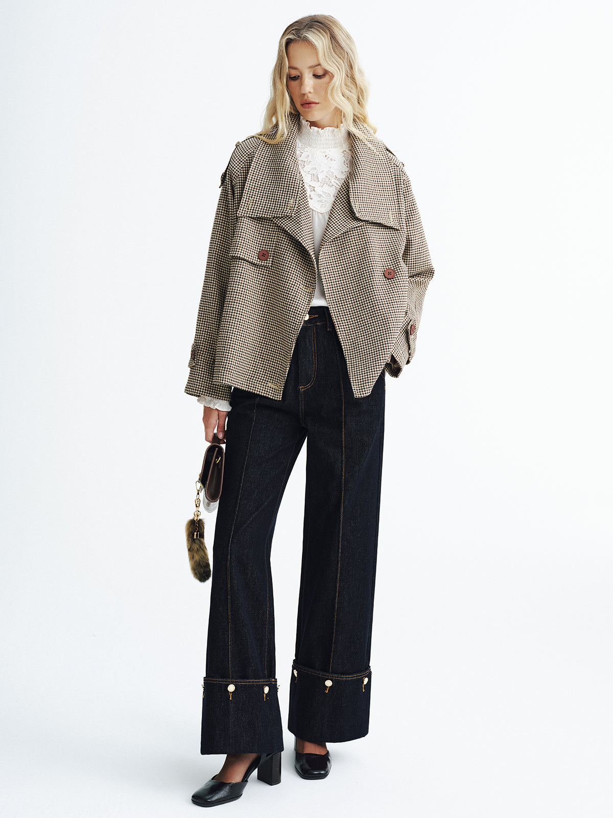 Henley | Vintage Plaid Cropped Trench Coat