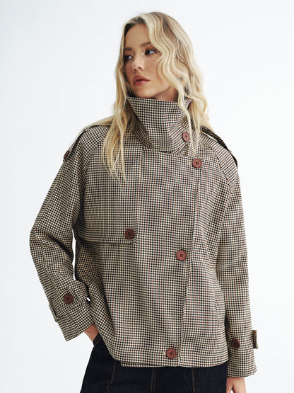 Henley | Vintage Plaid Cropped Trench Coat